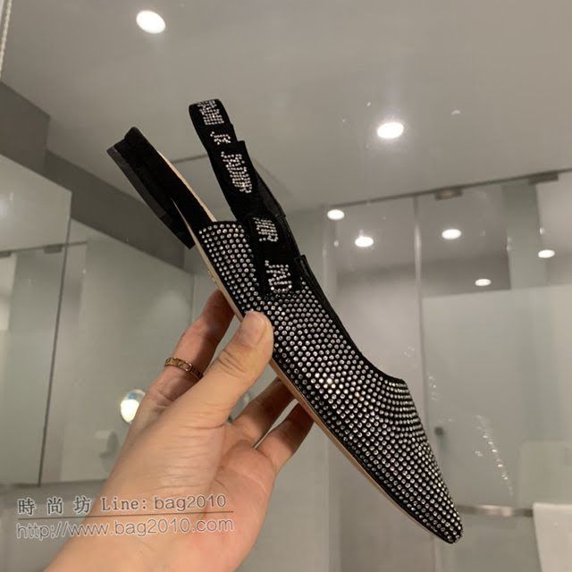 DIOR女鞋 迪奧2021專櫃新款J’ADIOR織帶尖頭涼鞋 Dior水鑽露跟涼鞋  naq1518